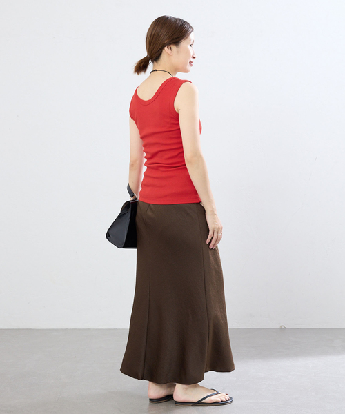 IENA(イエナ)の「《追加2/UVカット》テレコストレッチフレンチノースリーブ(Tシャツ/カットソー・レディース・ベージュ/ブラウン/レッド・FREE)」の14枚目の写真