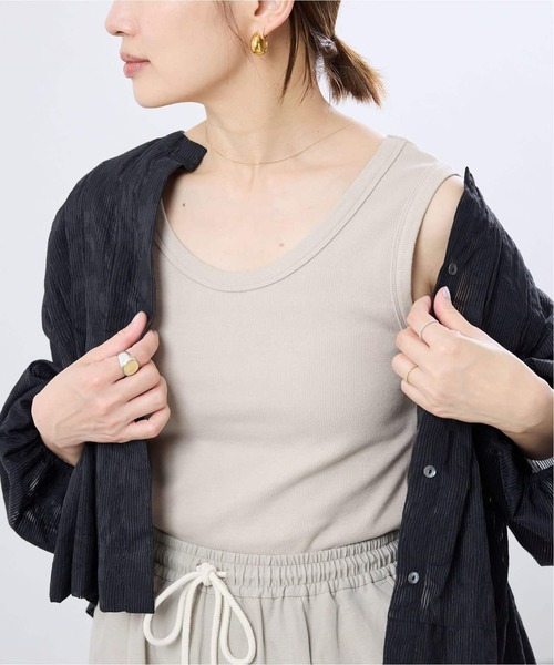 IENA(イエナ)の「《追加2/UVカット》テレコストレッチフレンチノースリーブ(Tシャツ/カットソー・レディース・ベージュ/ブラウン/レッド・FREE)」の15枚目の写真