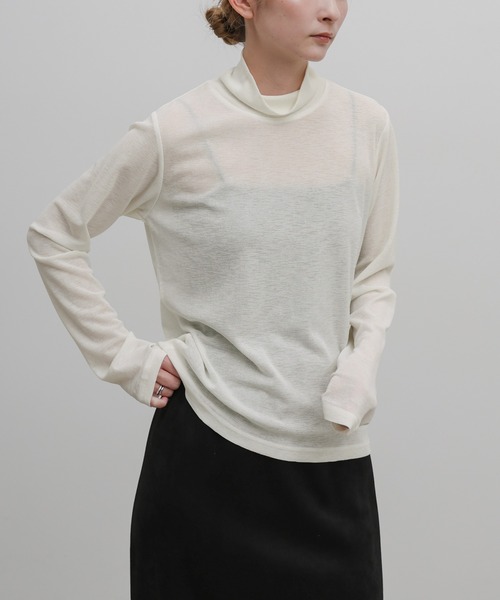 select MOCA(セレクトモカ)の「シンプルハイネックロンT(Tシャツ/カットソー・レディース・ダークブラウン/グレー/ブラック/アイボリー・FREE)」の15枚目の写真