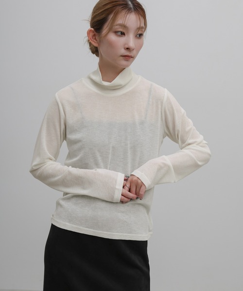 select MOCA(セレクトモカ)の「シンプルハイネックロンT(Tシャツ/カットソー・レディース・ダークブラウン/グレー/ブラック/アイボリー・FREE)」の17枚目の写真