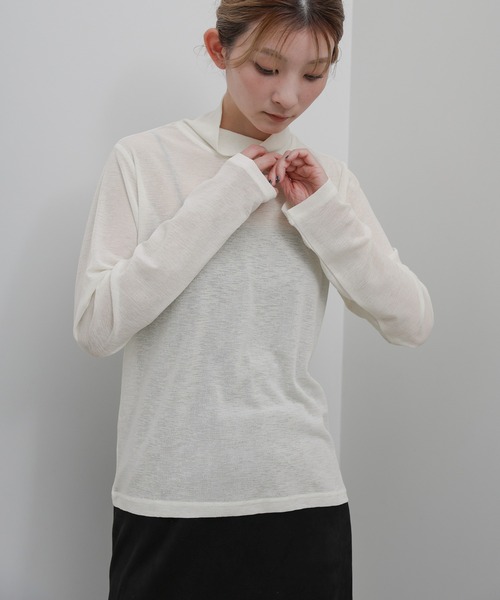 select MOCA(セレクトモカ)の「シンプルハイネックロンT(Tシャツ/カットソー・レディース・ダークブラウン/グレー/ブラック/アイボリー・FREE)」の11枚目の写真