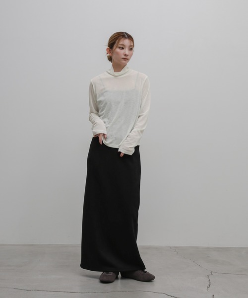select MOCA(セレクトモカ)の「シンプルハイネックロンT(Tシャツ/カットソー・レディース・ダークブラウン/グレー/ブラック/アイボリー・FREE)」の5枚目の写真