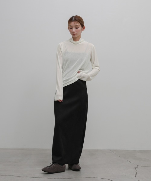 select MOCA(セレクトモカ)の「シンプルハイネックロンT(Tシャツ/カットソー・レディース・ダークブラウン/グレー/ブラック/アイボリー・FREE)」の13枚目の写真