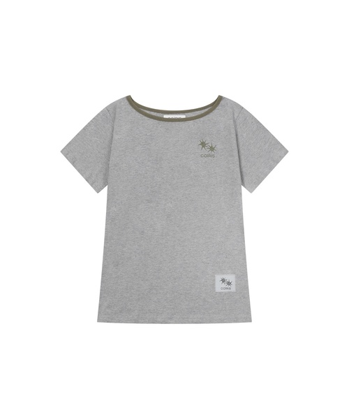 COIRIS（コイリス）の「[ワンショルダー] ローラスモールロゴワンショルダー半袖Tシャツ (13カラー)（Tシャツ/カットソー・レディース・ブルー/グリーン/バーガンディー/ホワイト/イエロー/グレー系/ブラック系/ブルー系/ブラウン/レッド/ブラック/カーキ/スカイブルー・FREE）」の4枚目の写真
