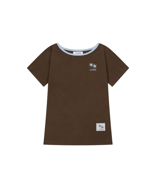 COIRIS（コイリス）の「[ワンショルダー] ローラスモールロゴワンショルダー半袖Tシャツ (13カラー)（Tシャツ/カットソー・レディース・ブルー/グリーン/バーガンディー/ホワイト/イエロー/グレー系/ブラック系/ブルー系/ブラウン/レッド/ブラック/カーキ/スカイブルー・FREE）」の5枚目の写真