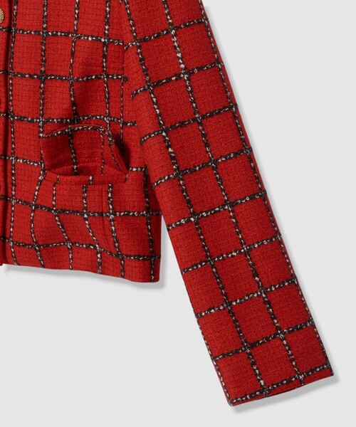 ANAYI(アナイ)の「ブロックチェックステンカラー ジャケット〈セットアップ対応商品〉(ダウンジャケット/コート・レディース・レッド・38/36)」の7枚目の写真