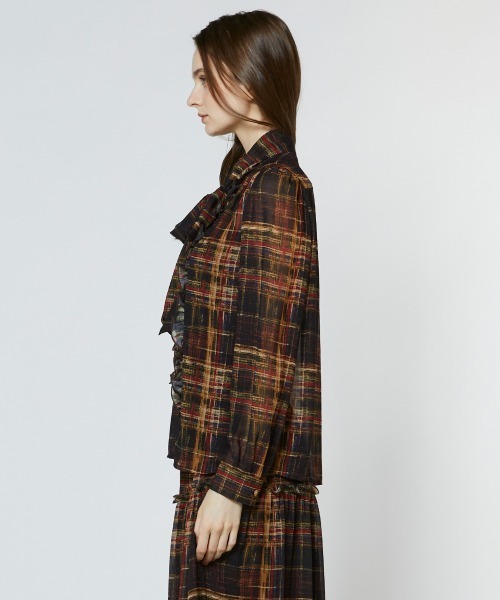DOUBLE STANDARD CLOTHING（ダブルスタンダードクロージング）の「シフォンチェックボウタイブラウス（シャツ/ブラウス・レディース・マルチ・36/38）」の3枚目の写真