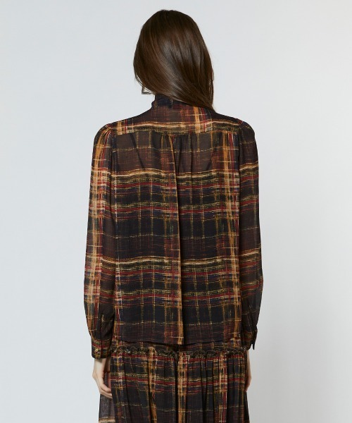 DOUBLE STANDARD CLOTHING（ダブルスタンダードクロージング）の「シフォンチェックボウタイブラウス（シャツ/ブラウス・レディース・マルチ・36/38）」の4枚目の写真