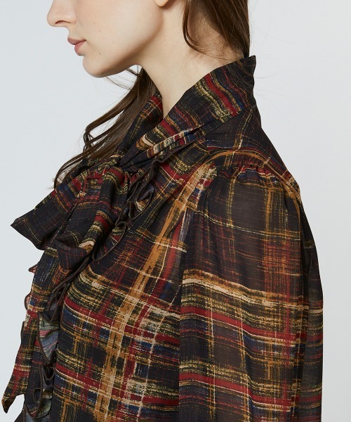 DOUBLE STANDARD CLOTHING（ダブルスタンダードクロージング）の「シフォンチェックボウタイブラウス（シャツ/ブラウス・レディース・マルチ・36/38）」の6枚目の写真