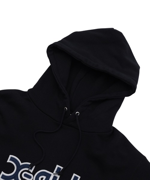 X-girl(エックスガール)の「MILLS LOGO LAYERED PATCH SWEAT HOODIE(パーカー・レディース・パープル/アッシュ/ブラック・S/M/L)」の9枚目の写真