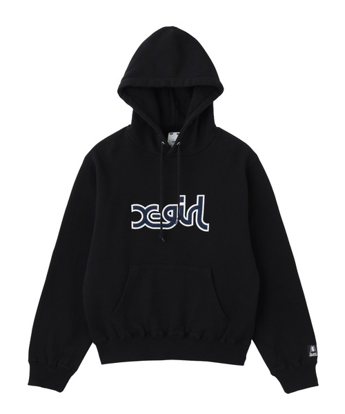 X-girl(エックスガール)の「MILLS LOGO LAYERED PATCH SWEAT HOODIE(パーカー・レディース・パープル/アッシュ/ブラック・S/M/L)」の19枚目の写真