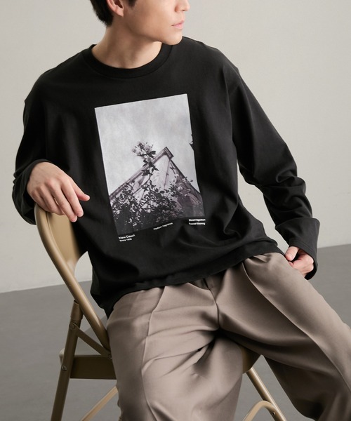 MONO-MART（モノマート）の「アソート フィルムフォトグラフィック プリント オーバーサイズ スリットロンT（Tシャツ/カットソー・メンズ・ホワイト/ホワイト系/モカ/ホワイト系1/スミクロ/ブラック・S/L/M）」の13枚目の写真