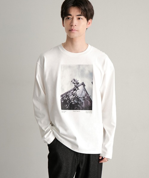 MONO-MART（モノマート）の「アソート フィルムフォトグラフィック プリント オーバーサイズ スリットロンT（Tシャツ/カットソー・メンズ・ホワイト/ホワイト系/モカ/ホワイト系1/スミクロ/ブラック・S/L/M）」の9枚目の写真