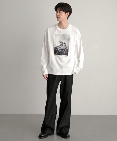 MONO-MART（モノマート）の「アソート フィルムフォトグラフィック プリント オーバーサイズ スリットロンT（Tシャツ/カットソー・メンズ・ホワイト/ホワイト系/モカ/ホワイト系1/スミクロ/ブラック・S/L/M）」の20枚目の写真