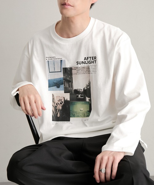 MONO-MART（モノマート）の「アソート フィルムフォトグラフィック プリント オーバーサイズ スリットロンT（Tシャツ/カットソー・メンズ・ホワイト/ホワイト系/モカ/ホワイト系1/スミクロ/ブラック・S/L/M）」の21枚目の写真