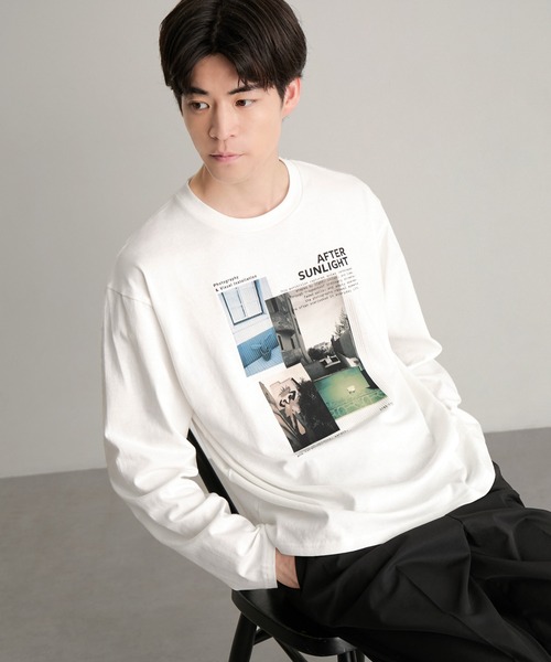 MONO-MART（モノマート）の「アソート フィルムフォトグラフィック プリント オーバーサイズ スリットロンT（Tシャツ/カットソー・メンズ・ホワイト/ホワイト系/モカ/ホワイト系1/スミクロ/ブラック・S/L/M）」の22枚目の写真