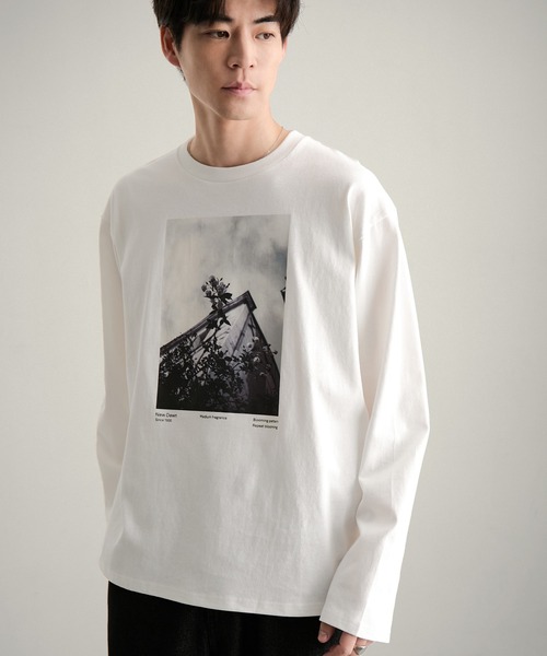 MONO-MART（モノマート）の「アソート フィルムフォトグラフィック プリント オーバーサイズ スリットロンT（Tシャツ/カットソー・メンズ・ホワイト/ホワイト系/モカ/ホワイト系1/スミクロ/ブラック・S/L/M）」の7枚目の写真
