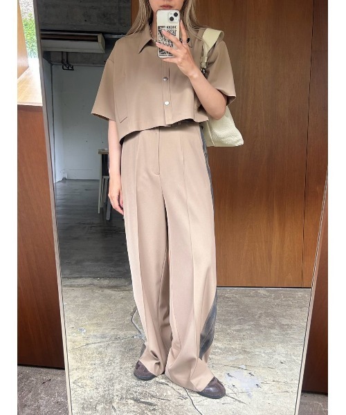 RIM.ARK(リムアーク)の「Oblong short JK(オブロング ショート ジャケット)(その他アウター・レディース・ベージュ/ブラック・FREE)」の1枚目の写真