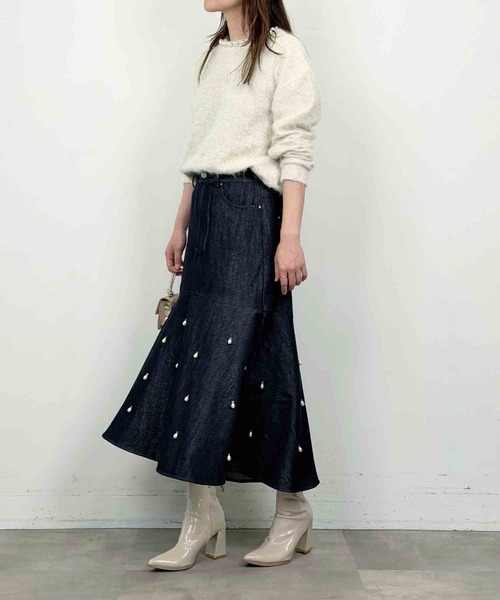 PICCIN PERLA(ピッチンペルラ)の「ティアドロップパールマーメイドデニムスカート(デニムスカート・レディース・ブルー・M)」の5枚目の写真