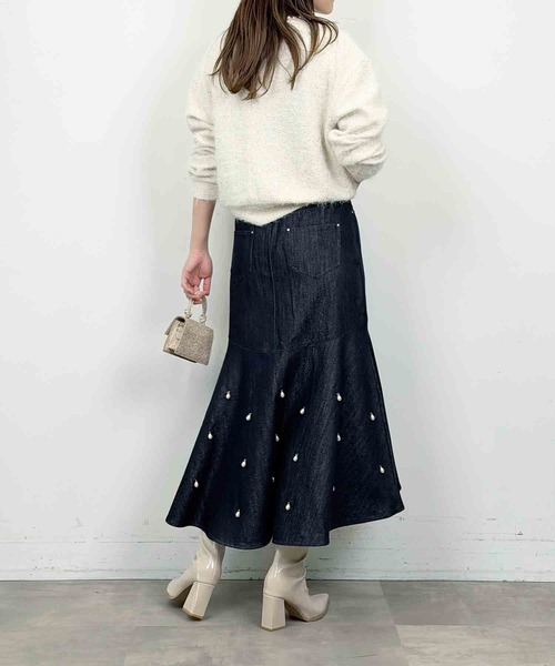 PICCIN PERLA(ピッチンペルラ)の「ティアドロップパールマーメイドデニムスカート(デニムスカート・レディース・ブルー・M)」の6枚目の写真