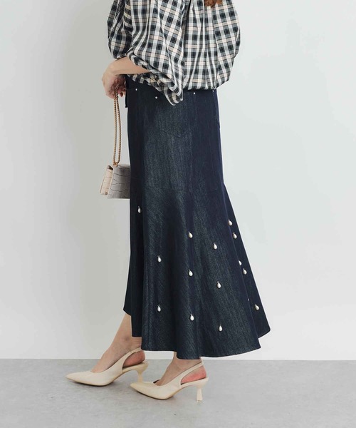 PICCIN PERLA(ピッチンペルラ)の「ティアドロップパールマーメイドデニムスカート(デニムスカート・レディース・ブルー・M)」の19枚目の写真
