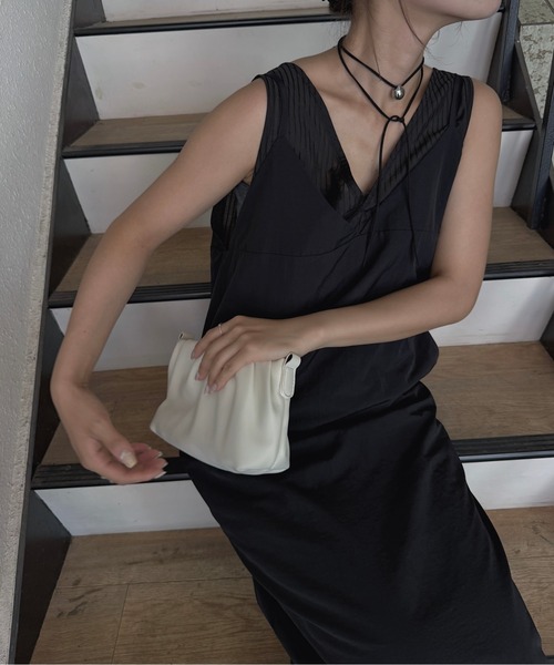 nananamoe(ナナナモエ)の「sheer stripe lace fabric nylon OP / シアーストライプレースファブリックナイロンワンピース(ワンピース・レディース・ブラック/ホワイト・FREE)」の16枚目の写真