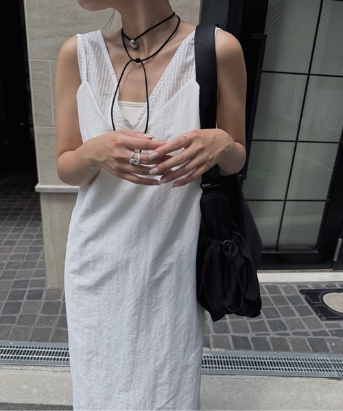 nananamoe(ナナナモエ)の「sheer stripe lace fabric nylon OP / シアーストライプレースファブリックナイロンワンピース(ワンピース・レディース・ブラック/ホワイト・FREE)」の18枚目の写真