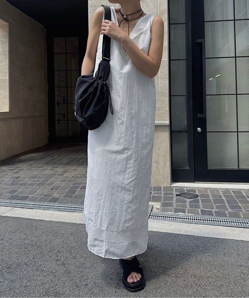 nananamoe(ナナナモエ)の「sheer stripe lace fabric nylon OP / シアーストライプレースファブリックナイロンワンピース(ワンピース・レディース・ブラック/ホワイト・FREE)」の19枚目の写真