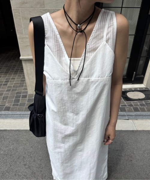 nananamoe(ナナナモエ)の「sheer stripe lace fabric nylon OP / シアーストライプレースファブリックナイロンワンピース(ワンピース・レディース・ブラック/ホワイト・FREE)」の20枚目の写真