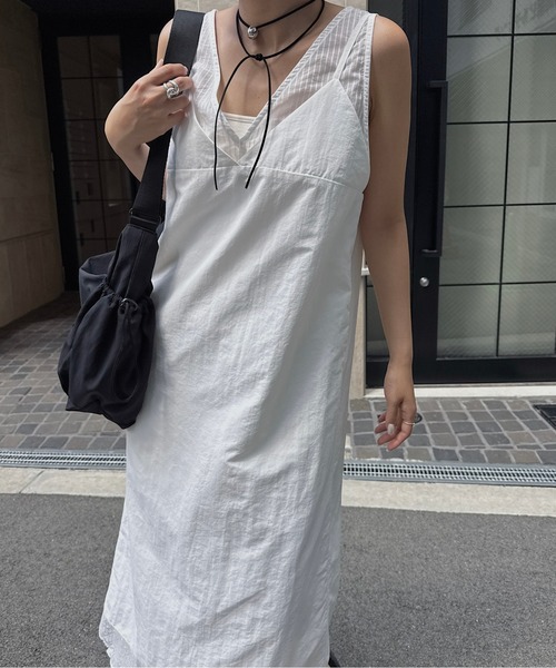 nananamoe(ナナナモエ)の「sheer stripe lace fabric nylon OP / シアーストライプレースファブリックナイロンワンピース(ワンピース・レディース・ブラック/ホワイト・FREE)」の22枚目の写真