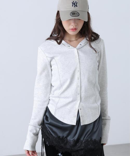 FREE'S MART(フリーズマート)の「テレコドットボタンフーディーカーディガン(Tシャツ/カットソー・レディース・グレー系その他/パープル系その他/ホワイト/ネイビー・FREE)」の2枚目の写真