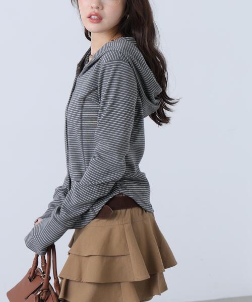 FREE'S MART(フリーズマート)の「テレコドットボタンフーディーカーディガン(Tシャツ/カットソー・レディース・グレー系その他/パープル系その他/ホワイト/ネイビー・FREE)」の8枚目の写真