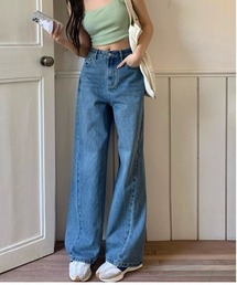 ハイウエストルーズワイドデニムパンツ