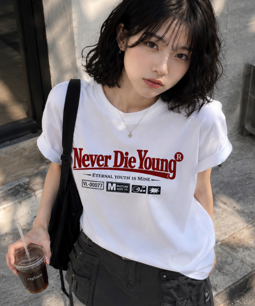 GRAVER ORDINARY（グレイバーオーディナリー）の「[ODNR UNISEX]ネイバー ダイ ヤング 半袖Tシャツ_WHITE（Tシャツ/カットソー・レディース・ホワイト/ブラック/サンドベージュ/ネイビー・SMALL/MEDIUM/LARGE）」の6枚目の写真