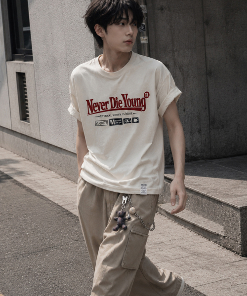 GRAVER ORDINARY（グレイバーオーディナリー）の「[ODNR UNISEX]ネイバー ダイ ヤング 半袖Tシャツ_WHITE（Tシャツ/カットソー・レディース・ホワイト/ブラック/サンドベージュ/ネイビー・SMALL/MEDIUM/LARGE）」の8枚目の写真