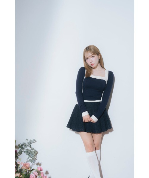 MISTREASS(ミストレアス)の「Bicolor Dry Touch Knit Ensemble(Tシャツ/カットソー・レディース・ネイビー/ピンク・FREE)」の5枚目の写真