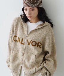 【UNISEX】ネップヤーンダブルジャガードニットジップパーカー/WEB限定カラーあり