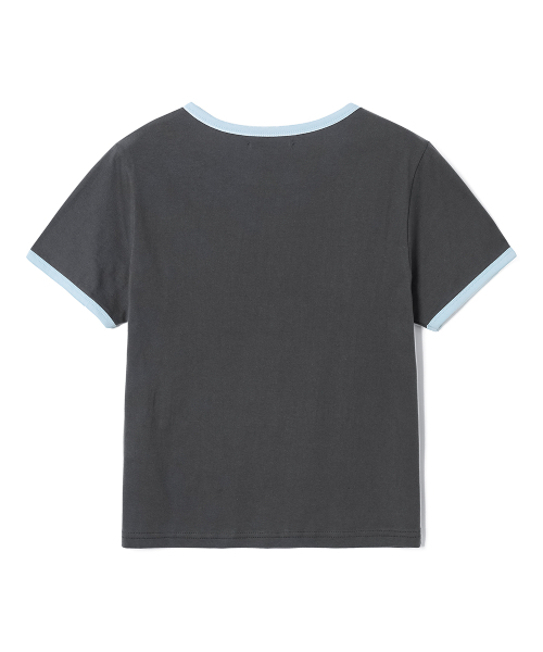 ADHOC(アドホック)の「女性 英文 アートワーク リンガーTシャツ (CH-GREY) (HC5STA9)(Tシャツ/カットソー・レディース・その他・FREE)」の2枚目の写真
