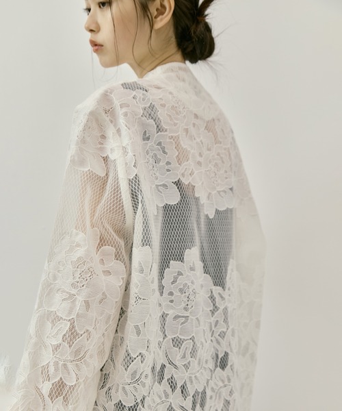 ジャケット・アウター CLANE FLOWER LACE WIDE SHIRT JACKET CLANE/クラネ】 FLOWER LACE WIDE SHIRT JACKET/フラワーレースワイド