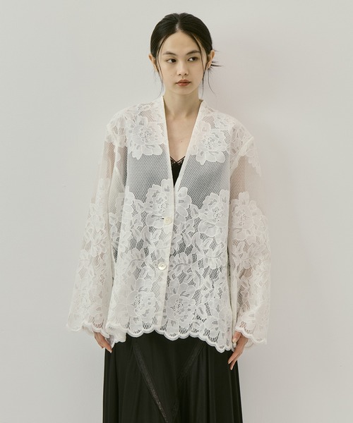 CLANE/クラネ】 FLOWER LACE WIDE SHIRT JACKET/フラワーレースワイド