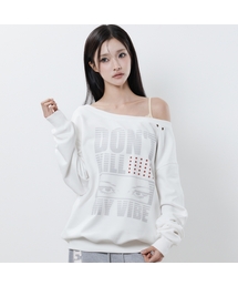 RL EYELET ONE SHOULDER SWEATSHIRT(WHITE)