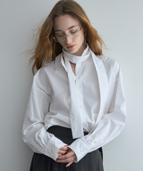 JOSE MOON（ジョゼムーン）の「REPOS OVER BOWTIE SHIRT/リポスオーバーボウタイシャツ（シャツ/ブラウス・レディース・ピンク/ホワイト/サックスブルー/ブルー系その他・FREE）」の10枚目の写真