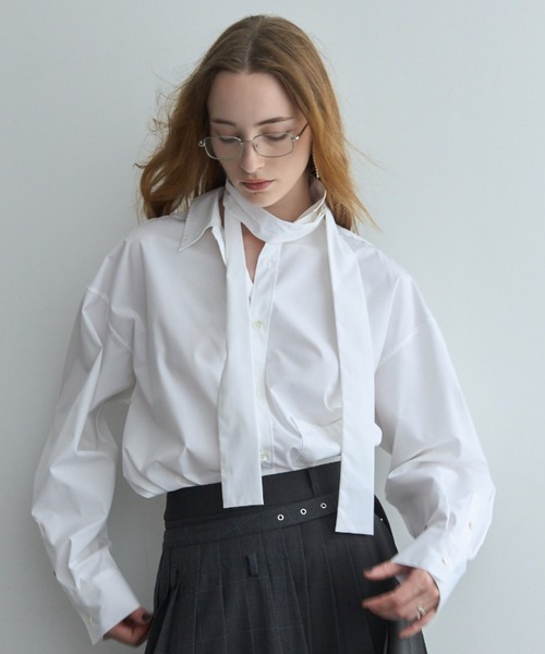 JOSE MOON（ジョゼムーン）の「REPOS OVER BOWTIE SHIRT/リポスオーバーボウタイシャツ（シャツ/ブラウス・レディース・ピンク/ホワイト/サックスブルー/ブルー系その他・FREE）」の12枚目の写真