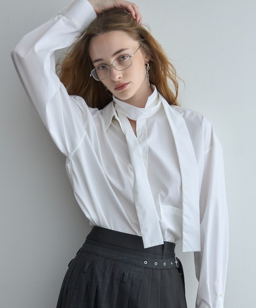 JOSE MOON（ジョゼムーン）の「REPOS OVER BOWTIE SHIRT/リポスオーバーボウタイシャツ（シャツ/ブラウス・レディース・ピンク/ホワイト/サックスブルー/ブルー系その他・FREE）」の11枚目の写真