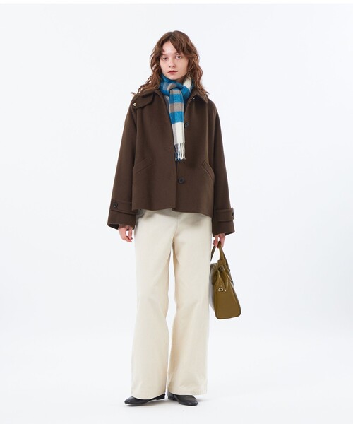 MACKINTOSH PHILOSOPHY(マッキントッシュ フィロソフィー)の「【予約販売】【WELBURY SHORT(ウェルベリーショート)】ウールメルトン(ステンカラーコート・レディース・ダークネイビー/ブラウン系その他4/グレー系その他2/レッド系その他2・38)」の9枚目の写真