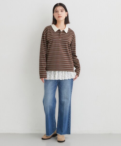 THE SHOP TK (ザ ショップ ティーケー )の「ボーダーポロシャツ(ポロシャツ・レディース・チャコール/ダークブラウン系2/ワイン系4・13/12)」の17枚目の写真