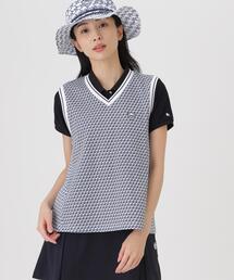 【PEARLY GATES】メッシュアンドメッシュVネックベスト <もちうさぎ柄> (WOMENS)