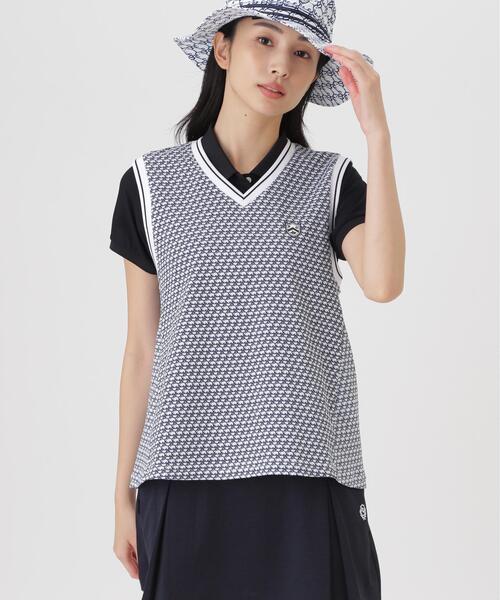 PEARLY GATES(パーリーゲイツ)の「【PEARLY GATES】メッシュアンドメッシュVネックベスト <もちうさぎ柄> (WOMENS)(ベスト・レディース・ホワイト系その他・MEDIUM/LARGE/SMALL)」の3枚目の写真