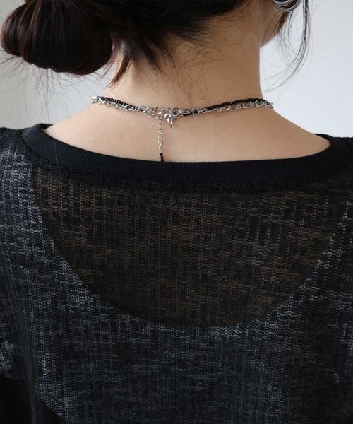 zena(ジェナ)の「ショート丈シアーニットソー(ニット/セーター・レディース・オレンジ/ブラック/オフホワイト・M)」の22枚目の写真