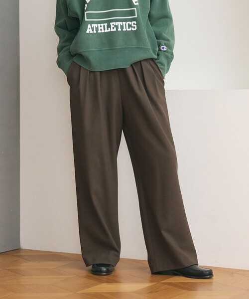 BEAUTY&YOUTH UNITED ARROWS(ビューティーアンドユースユナイテッドアローズ)の「裏起毛ジョーゼット ワイドパンツ ウォッシャブル 防シワ(その他パンツ・レディース・ナチュラル/ダークブラウン/ブラック・XS/M/S)」の1枚目の写真